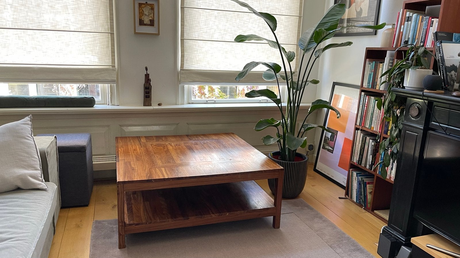 Prachtige Zuid-Afrikaanse Salontafel Hout 110x110x43cm, Ophalen, Gebruikt, Vierkant, 5 – 50