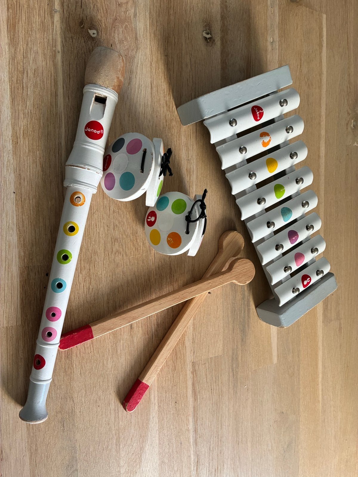 Janod Muziekset: Fluit, Castagnetten, Xylofoon, Ophalen of Verzenden, Gebruikt, Overige typen