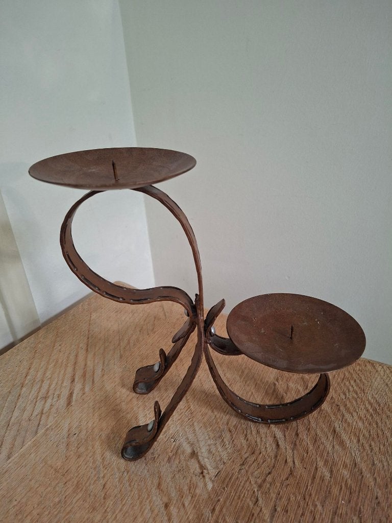 vintage brutalistische kandelaar smeedijzer mid century, Ophalen of Verzenden, Overige materialen