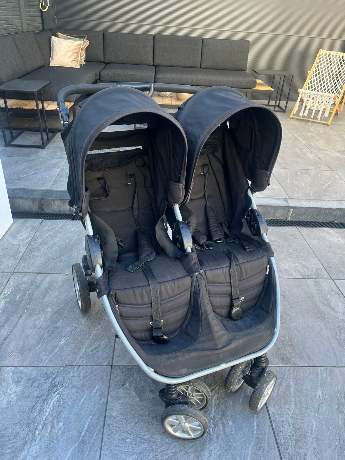 Britax B-Agile Double Duo Buggy - Zwart, Gebruikt, Duowagen, Ophalen of Verzenden, Kinderwagen