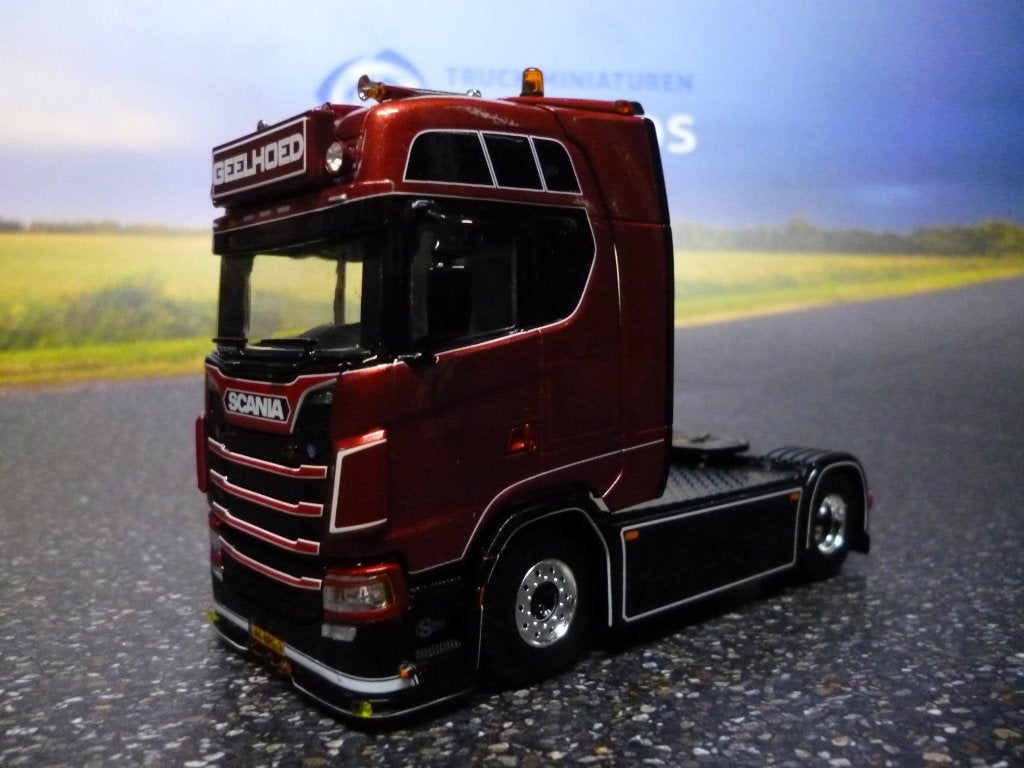 WSI Rode Scania Geelhoed, Hobby en Vrije tijd, Modelauto's | 1:50, Ophalen of Verzenden, Zo goed als nieuw, Bus of Vrachtwagen