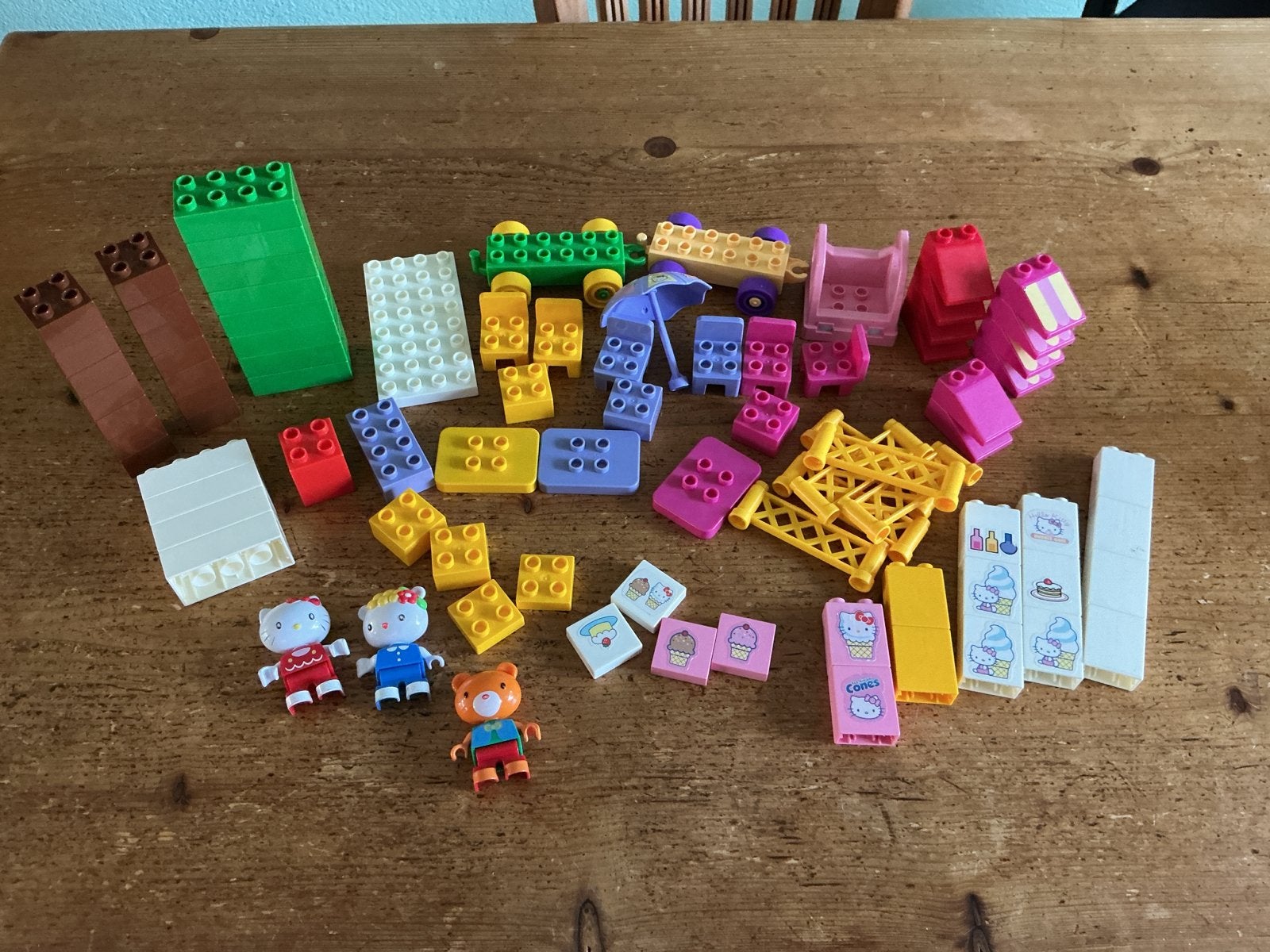 Set unico bouwblokken met Hello Kitty en beer figuren, Kinderen en Baby's, Ophalen, Gebruikt, Overige merken