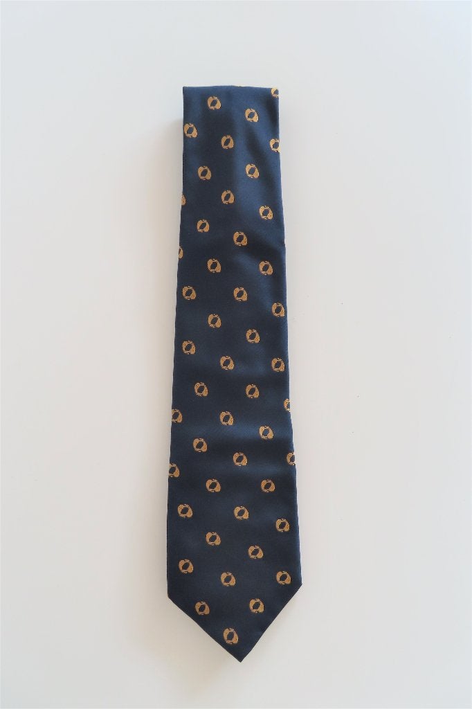 Stropdas Donkerblauw Goud (3830), Ophalen of Verzenden, Zo goed als nieuw, Blauw, Met patroon
