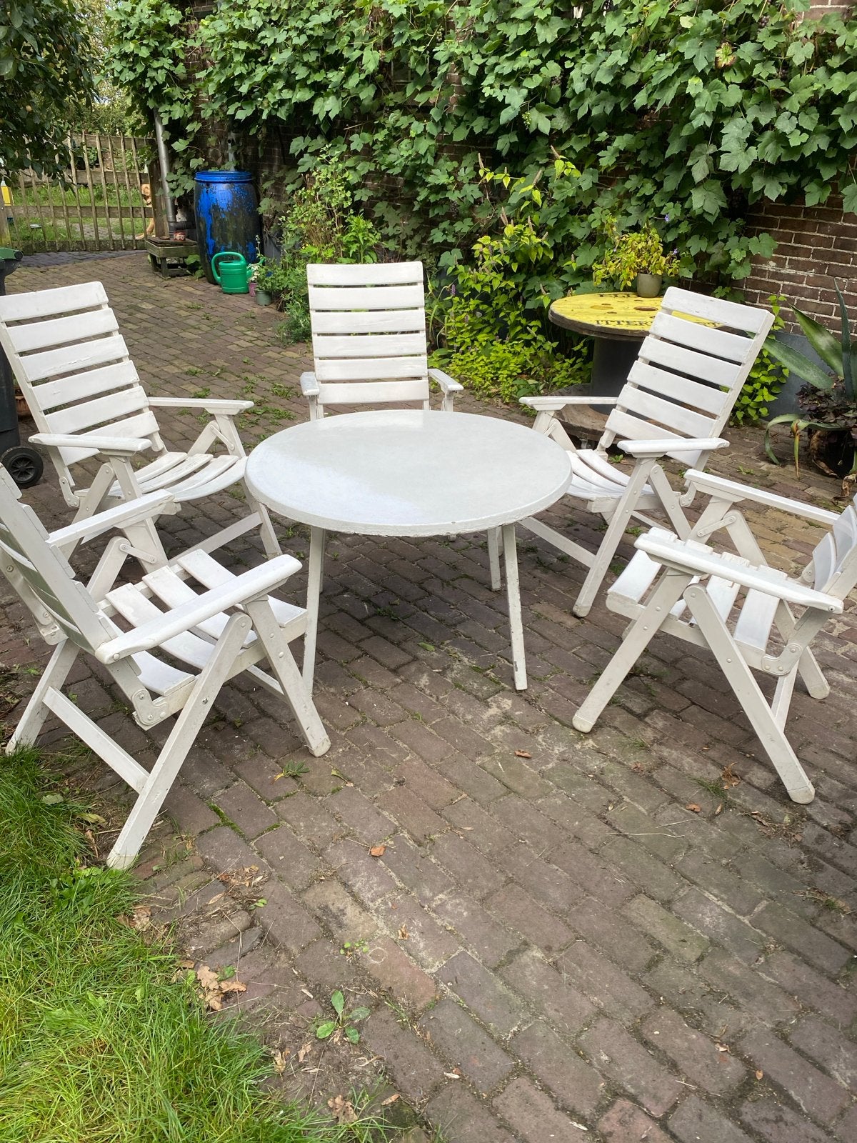 Gratis ophalen Herlag tuinset met 5 stoelen en ronde tafel, Ophalen, 4 zitplaatsen, Gebruikt, Eettafel