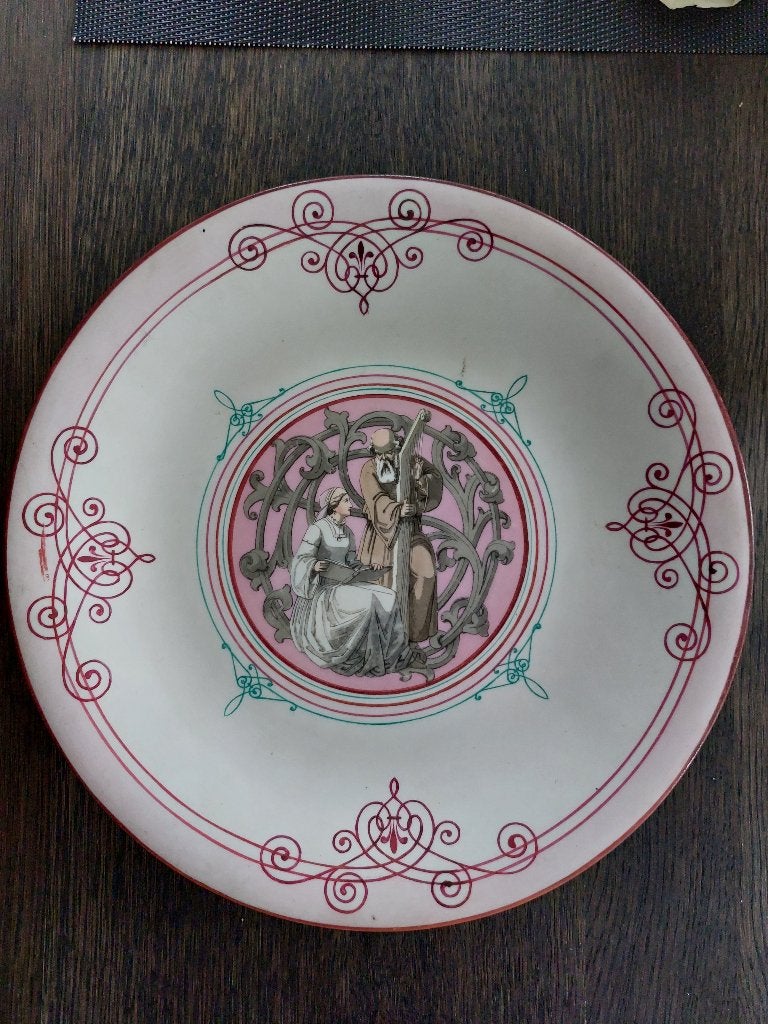Sierbord man met harp en zittende vrouw, Ophalen of Verzenden
