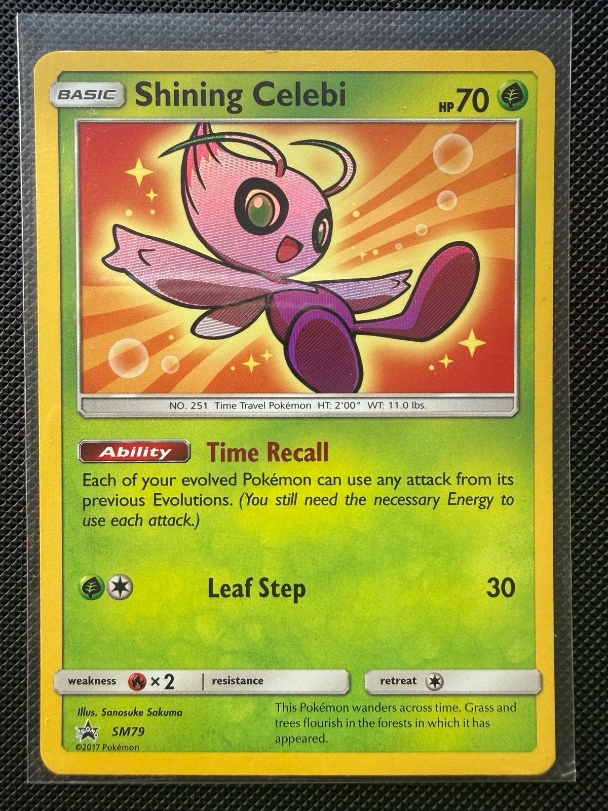 Shining Celebi Pokémon Kaart - SM79 Promo, Hobby en Vrije tijd, Ophalen of Verzenden, Zo goed als nieuw, Losse kaart, Foil
