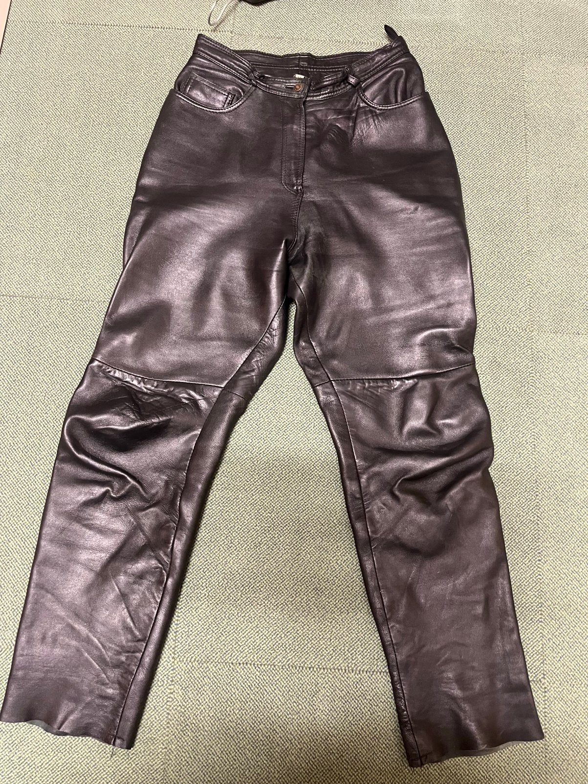 Motor broek zwart leer mt. 38/40 (UK 14), Ophalen of Verzenden, Tweedehands, Dames, Broek | leer