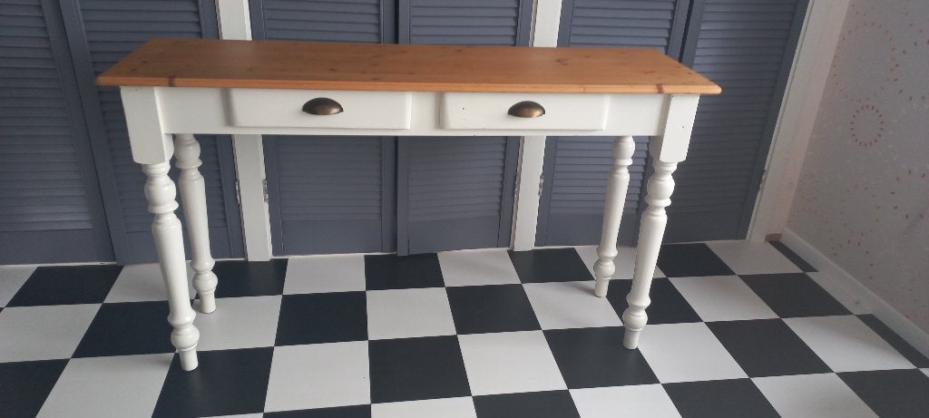 Side table grenen, Huis en Inrichting, Tafels | Sidetables, Ophalen, 100 tot 150 cm, Zo goed als nieuw, Grenenhout