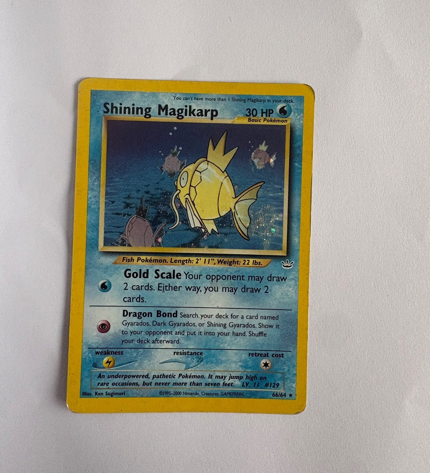 Shining Magikarp Pokémon kaart - Neo Revelation, Ophalen of Verzenden, Gebruikt, Losse kaart, Foil