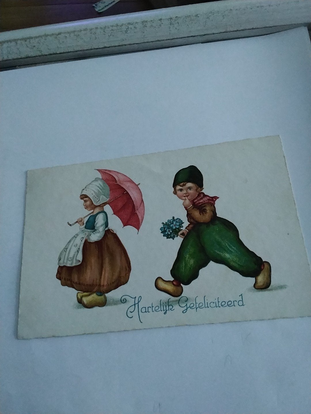 Hartelijk Gefeliciteerd,  BOERTJE EN BOERINNETJE  1935, Ophalen of Verzenden, Voor 1920, Gelopen