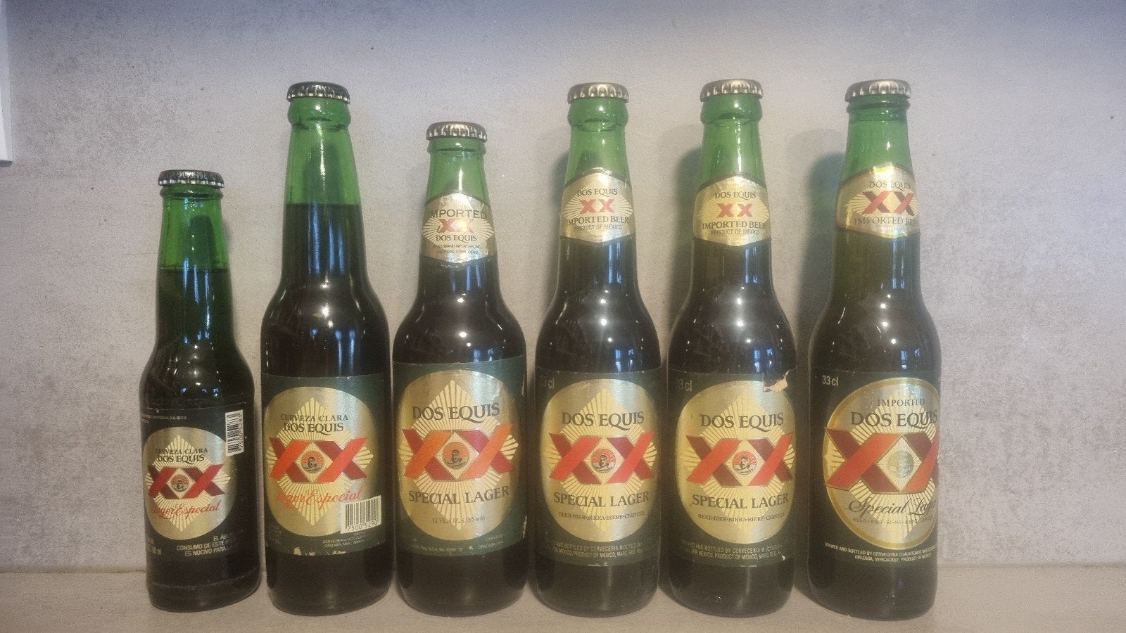 Dos Equis, Mexico: o.a.180ml fles & 4x import - geen tht-'01, Verzamelen, Biermerken, Ophalen of Verzenden, Zo goed als nieuw