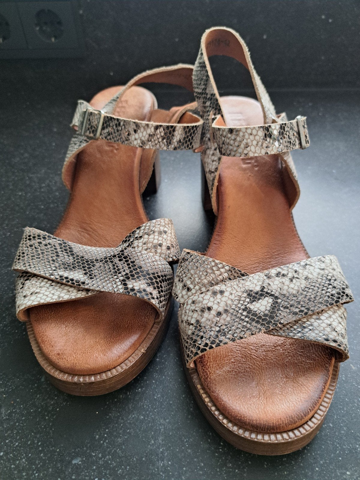 Sandalen (Red Rag)met slangenprint (Mt 42), Overige kleuren, HED-KAV, Gedragen, Sandalen of Muiltjes