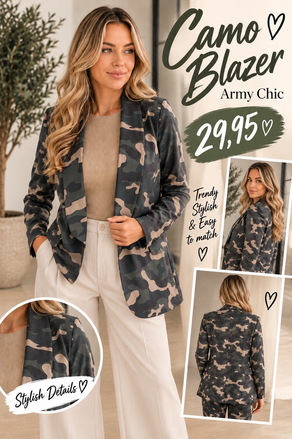 Camo Blazer – Army Chic, Kleding | Dames, Maat 38/40 (M), ., Nieuw, Ophalen of Verzenden