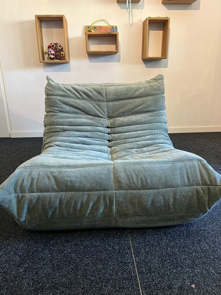 Togo stijl 1 zits - velours - groen, Huis en Inrichting, Banken | Sofa's en Chaises Longues, Ophalen, Eenpersoons, Minder dan 75 cm