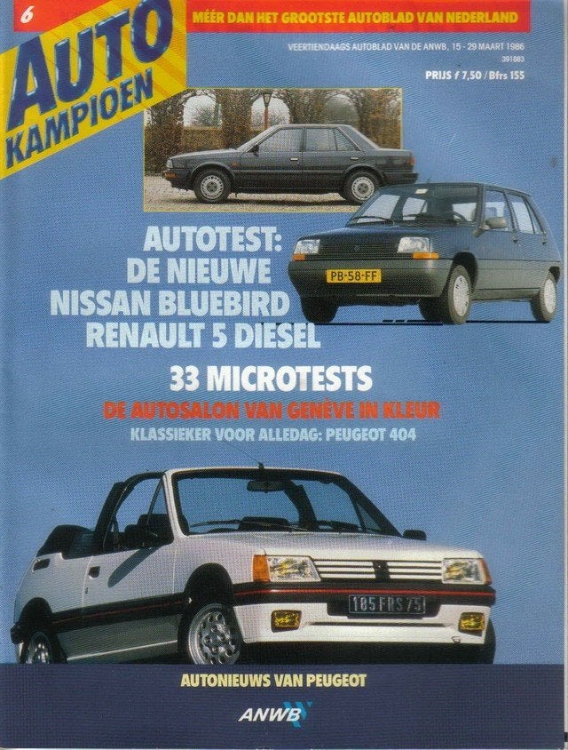 Autokampioen 6 1986 : Peugeot 205 CTI - Peugeot 404 - Alfa, Ophalen of Verzenden, Gelezen, Algemeen