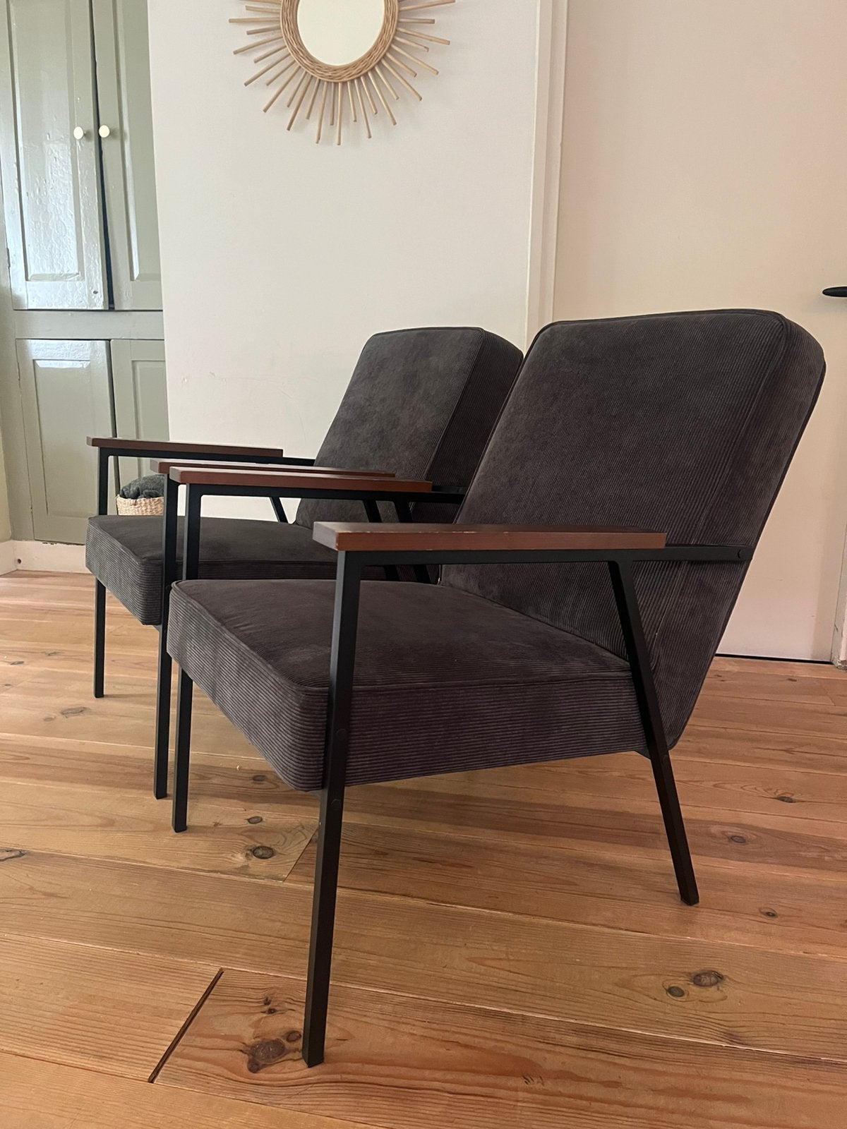 Stijvolle stoelen van Woood antraciet, Ophalen, Grijs, Twee