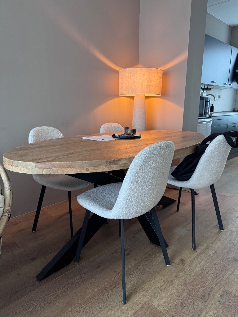 Eettafel + 4 stoelen, Ophalen, Gebruikt, 200 cm of meer, 50 tot 100 cm
