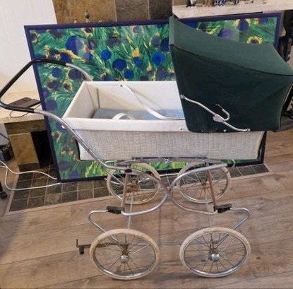 Vintage Kinderwagen Van Delft - Groen/Wit, Ophalen