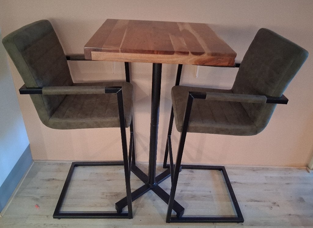 Set van Bartafel met 2 barkrukken, Ophalen, 100 tot 150 cm, Vierkant, Tot twee personen