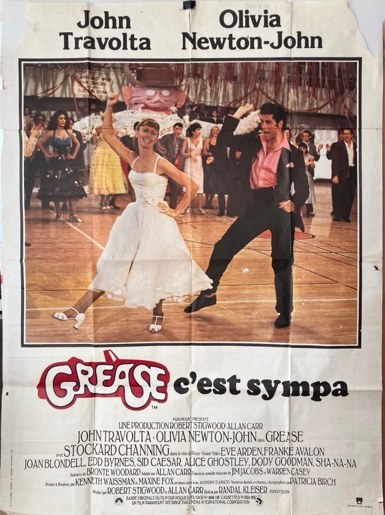 Grease (1978) - Originele filmposter, Verzamelen, Verzenden, Gebruikt, A1 t/m A3, Film en Tv