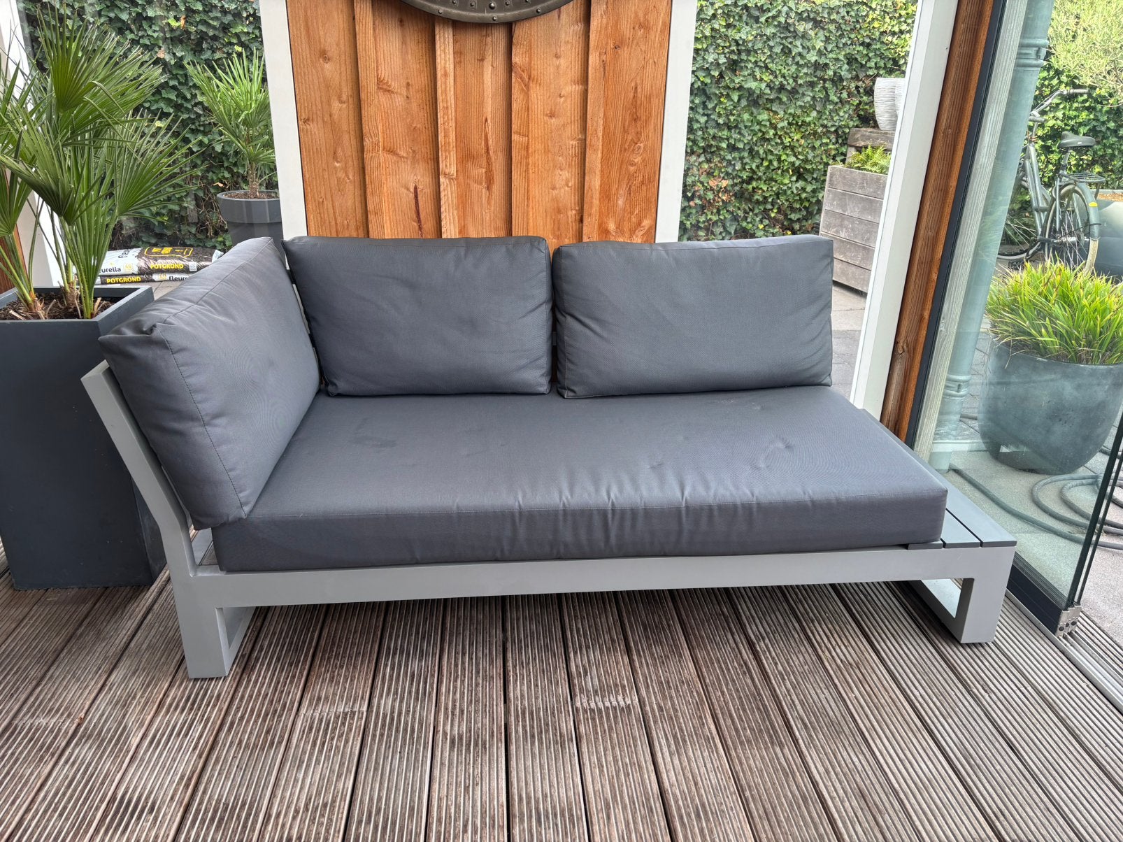 Chaise Lounge links Life, Tuin en Terras, Tuinsets en Loungesets, Aluminium, Zo goed als nieuw, Loungeset, Bank