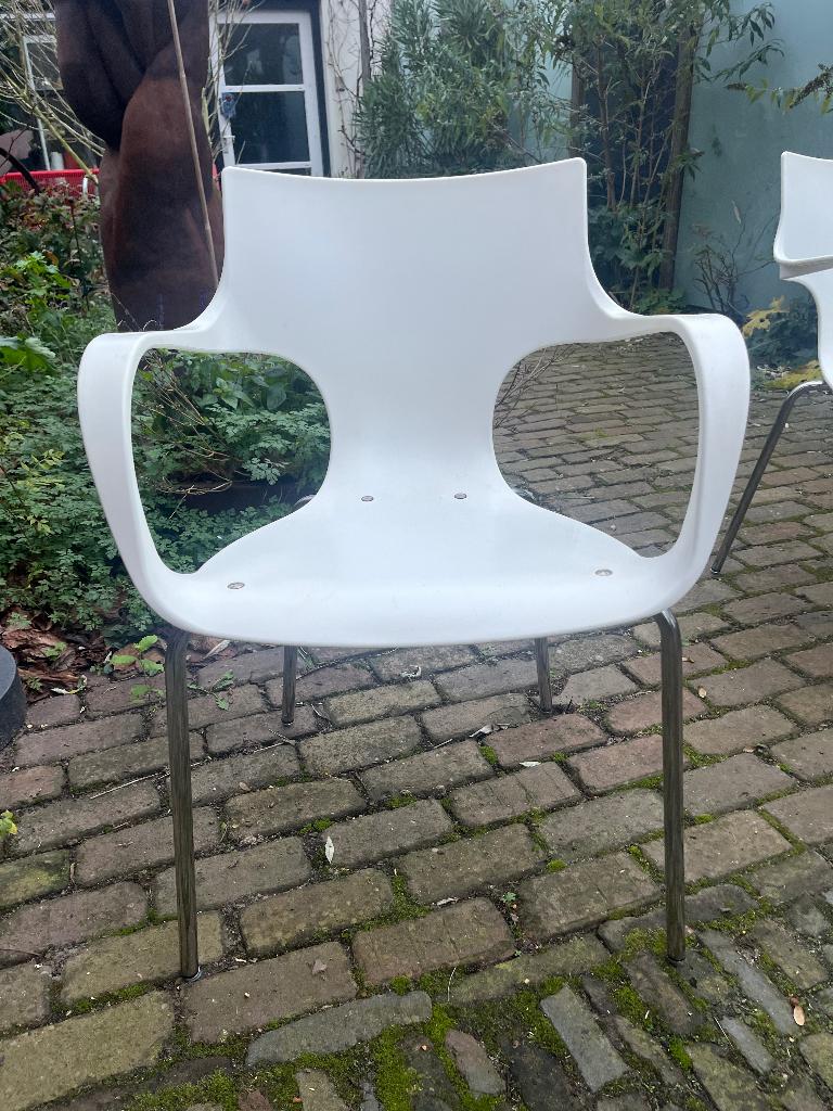 3x Jim DWDD stoelen Acta, Huis en Inrichting, Stoelen, Drie, Kunststof, Metaal, Wit, Ophalen