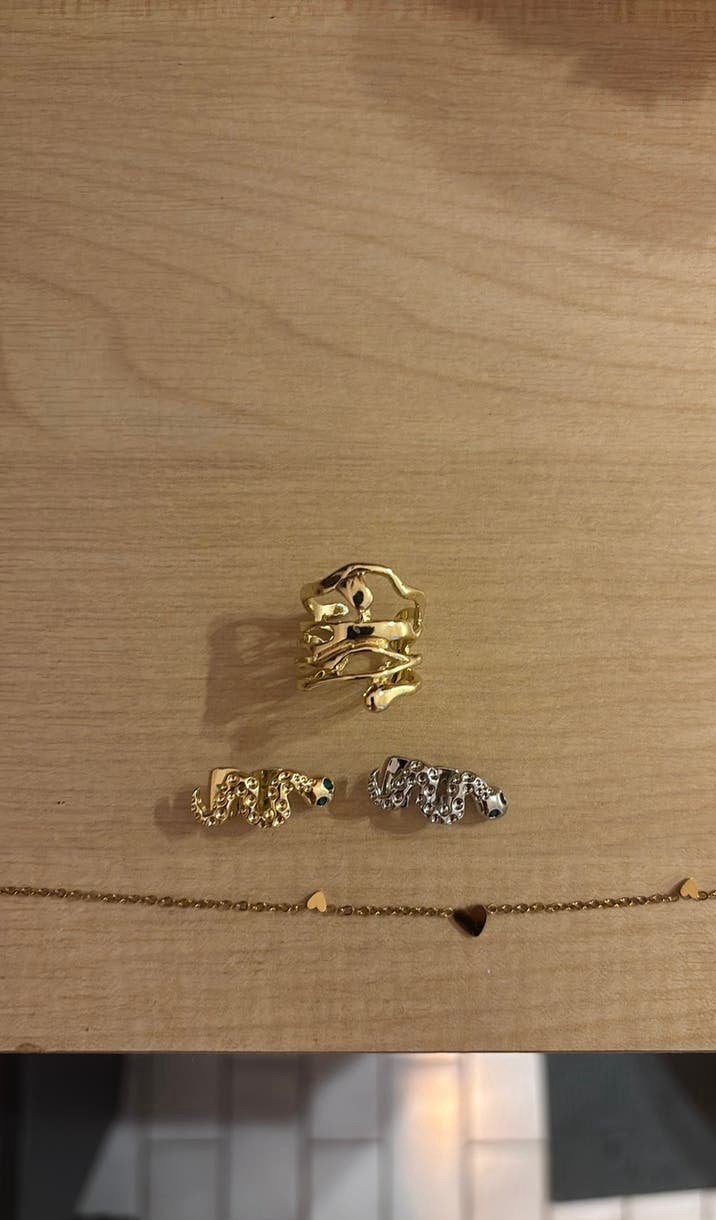 2x grillz Slang, Gouden ring+gouden armband. 18K Gold plated, Sieraden, Tassen en Uiterlijk, Ringen, Ophalen, Zo goed als nieuw