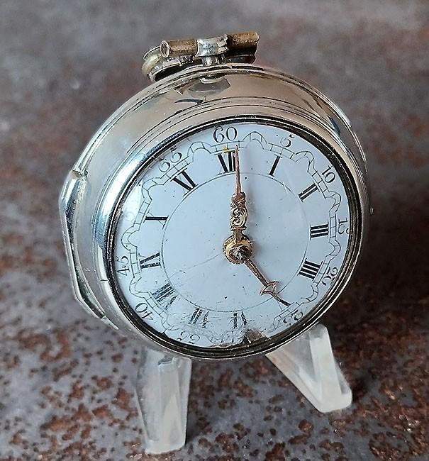 Zilveren zakhorloge, snek/spillengang Londen 1786, Overige merken, Zakhorloge, Ophalen of Verzenden, Voor 1900