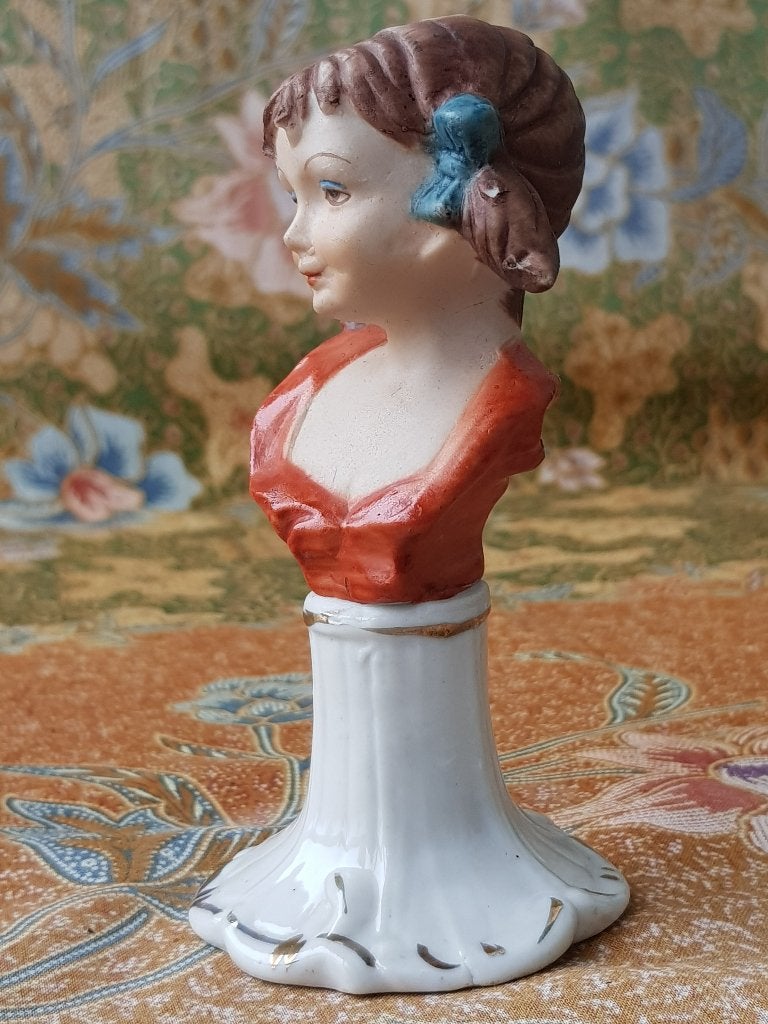 Mooi antiek borstbeeldje uit Frankrijk van een meisje., Antiek en Kunst, Ophalen of Verzenden