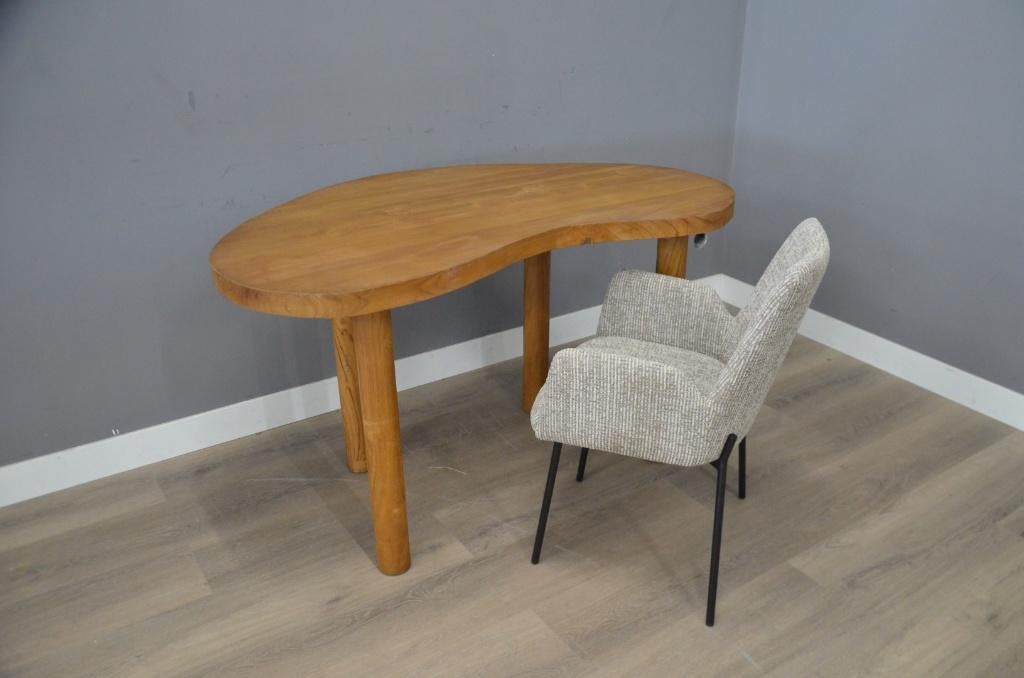 Nier vormig teak bureau 140 cm, Huis en Inrichting, Bureaus, Demontabel, Hout, Hoekbureau, 140 cm