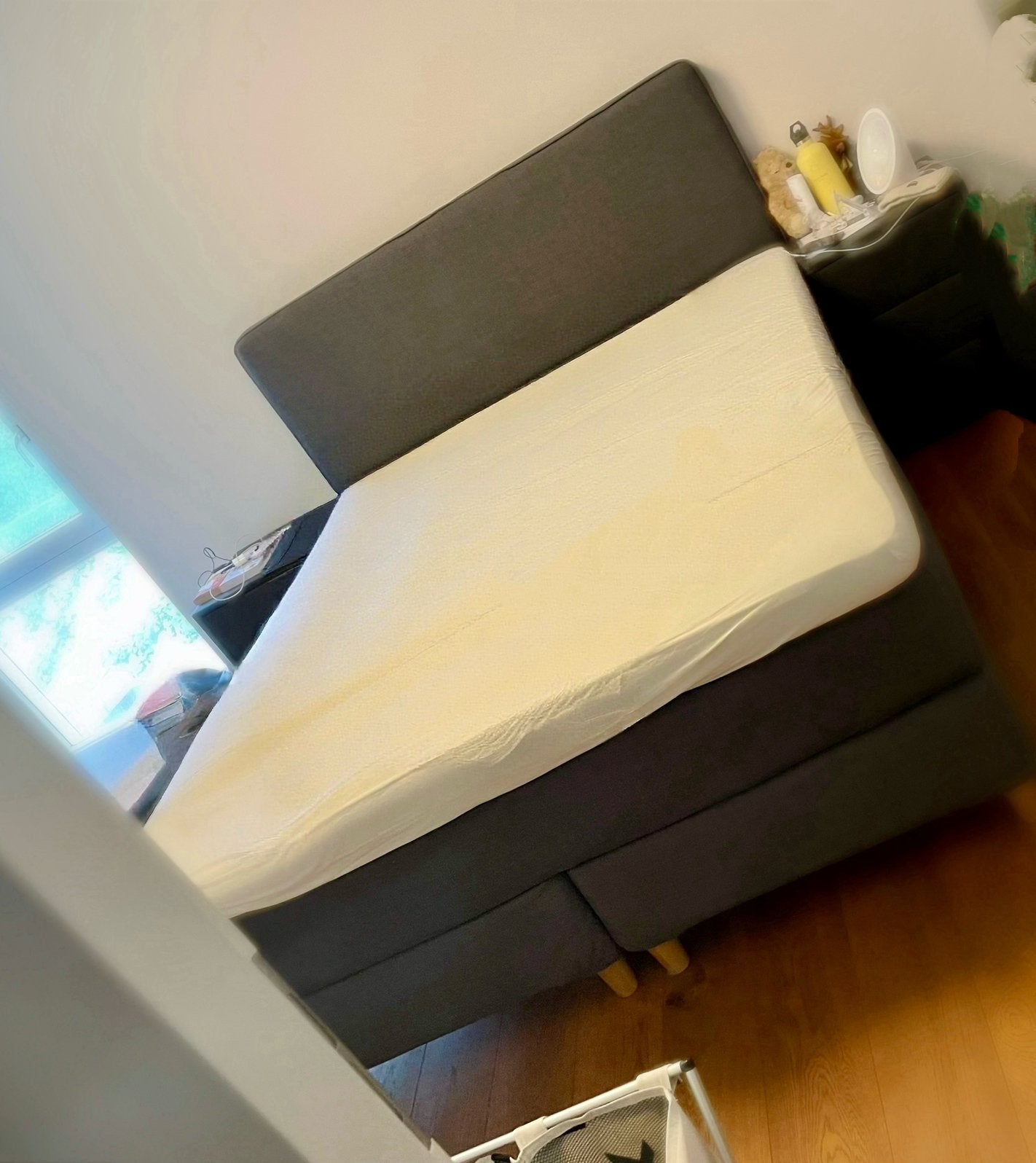 Ikea Dunvik boxspring 160x200cm, Huis en Inrichting, Slaapkamer | Bedden, Zo goed als nieuw, Tweepersoons, 160 cm, 200 cm, Stof