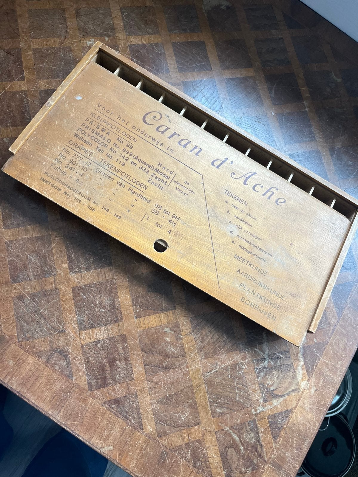 Vintage Caran d'Ache houten potlodendoos - Zwitsers fabrikaa, Ophalen of Verzenden, Gebruikt, Overige typen