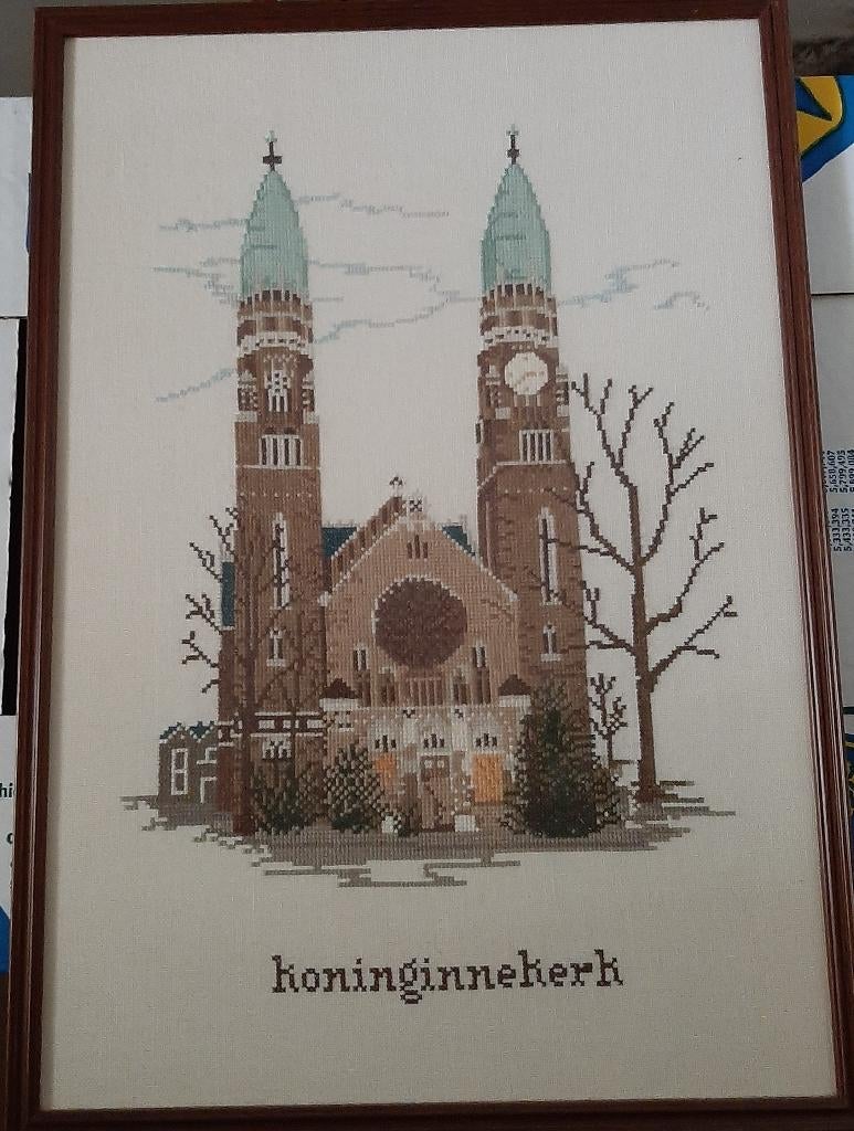 geborduurd schilderij "Koninginnekerk in Rotterdam", Ophalen, Zo goed als nieuw, Handborduren, Overige typen