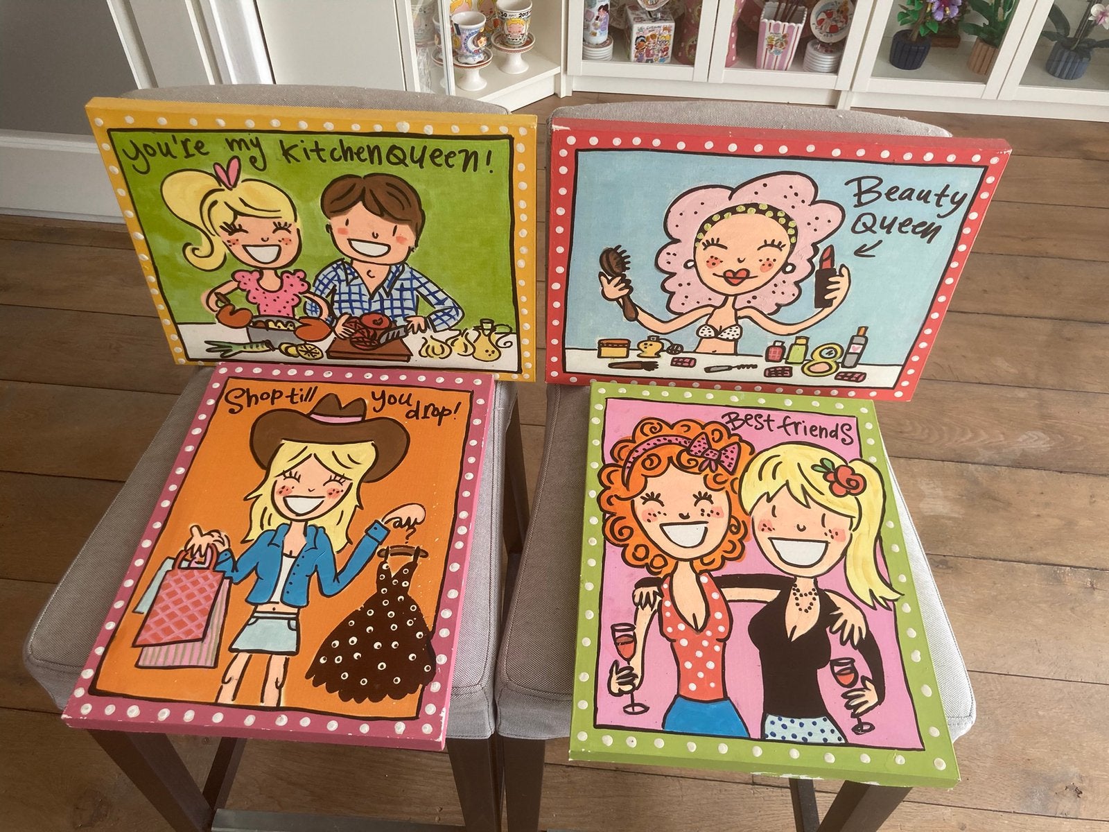 Blond Amsterdam schilderij 4x hele set, Ophalen, Overige typen, Zo goed als nieuw, Aardewerk