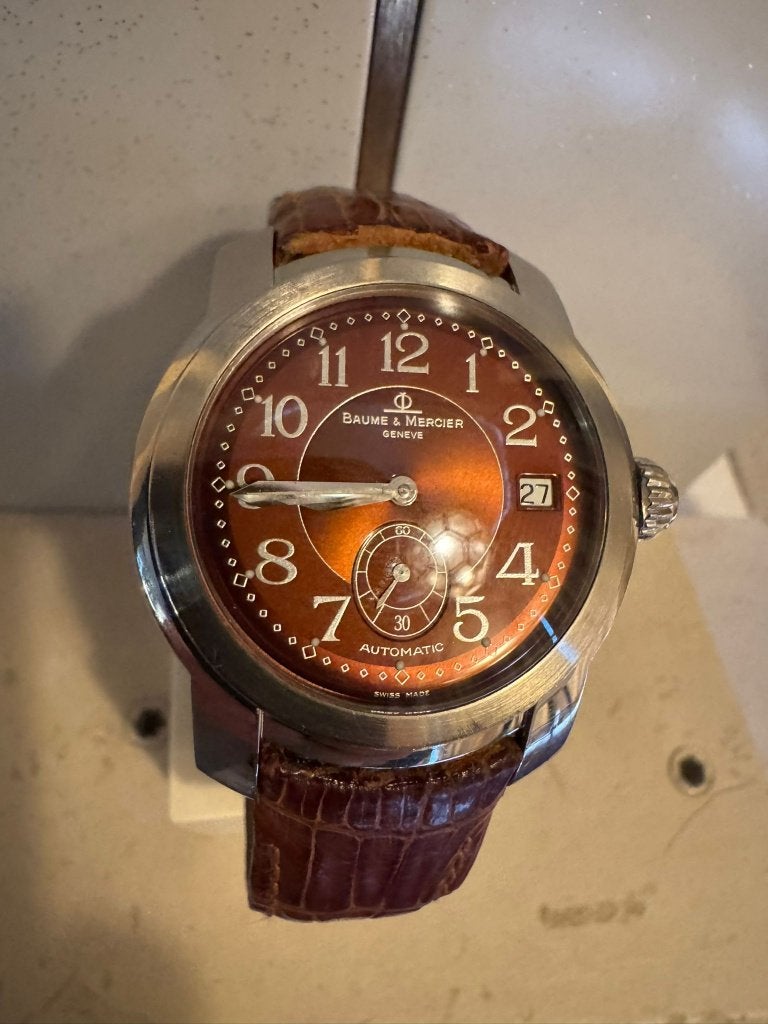 Baume et Mercier horloge Capeland 39mm bruin automaat, Ophalen of Verzenden, Swiss, Info@houseofcoco.nl, Gebruikt