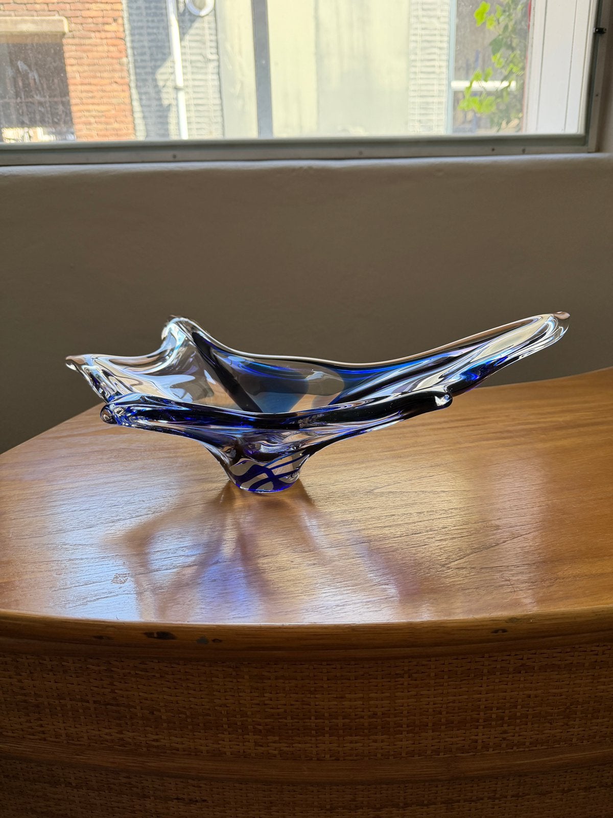 Vintage design Max Verboeket schaal dikwandig glas, Antiek en Kunst, Ophalen