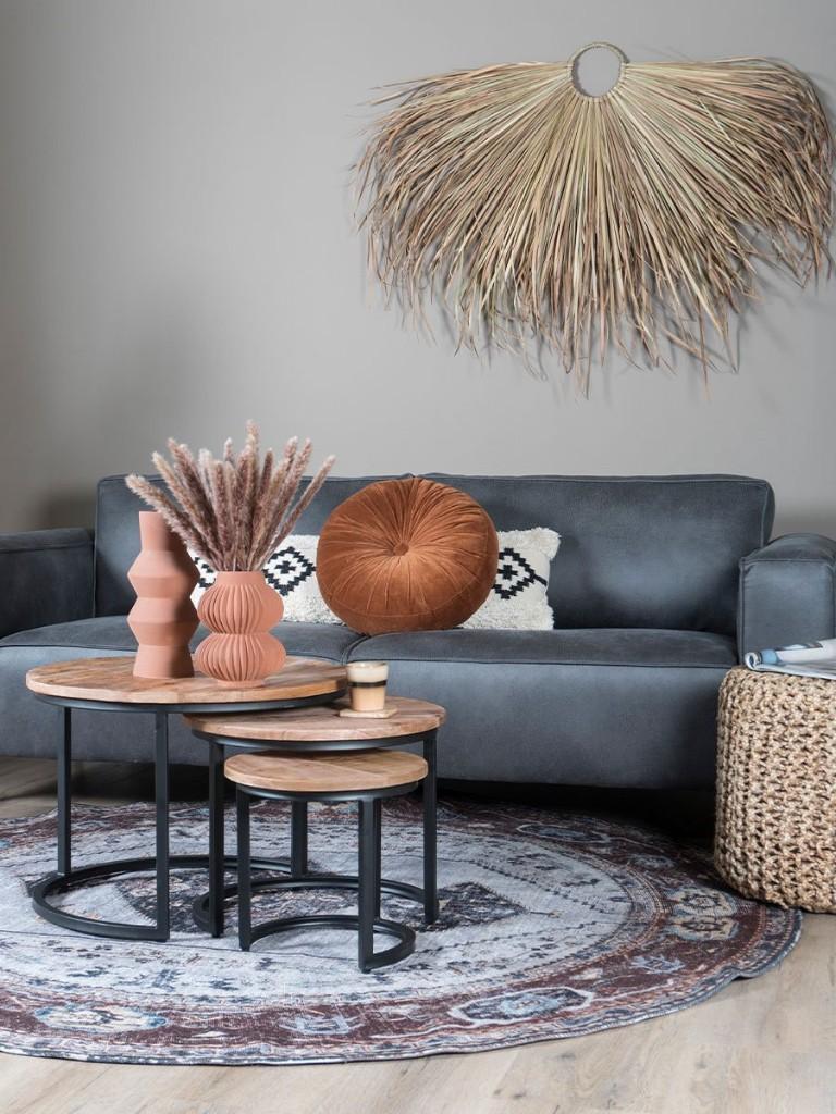 Industriële Salontafelset Erjan – Mangohout - set van 3, Jouw vloerenspecialist, 50 tot 100 cm, Info@jouwvloerenspecialist.nl