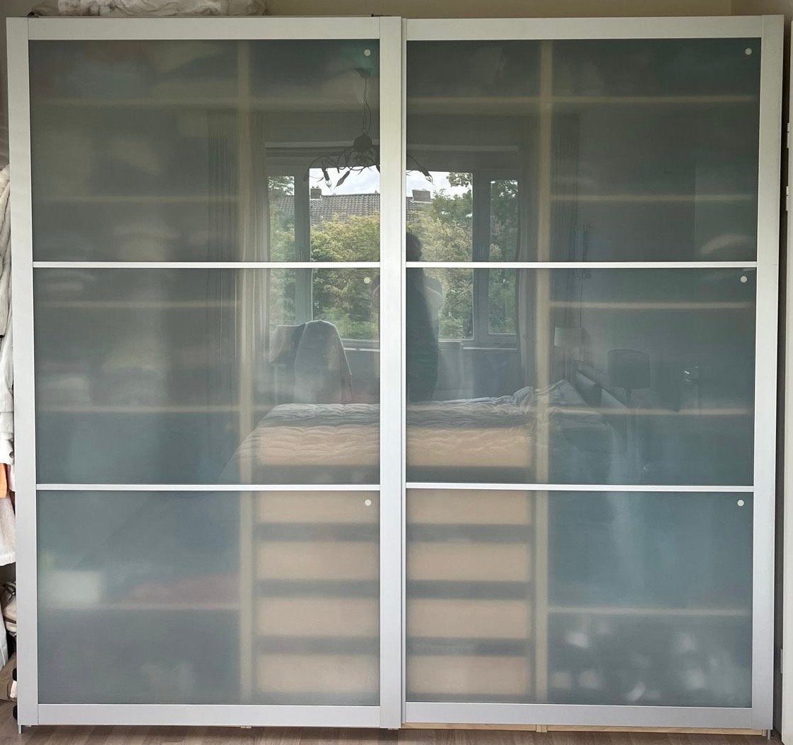 IKEA Pax melkglas schuifdeuren (2x 125x236 cm), Ophalen, Melk glas, 200 cm of meer, 50 tot 100 cm