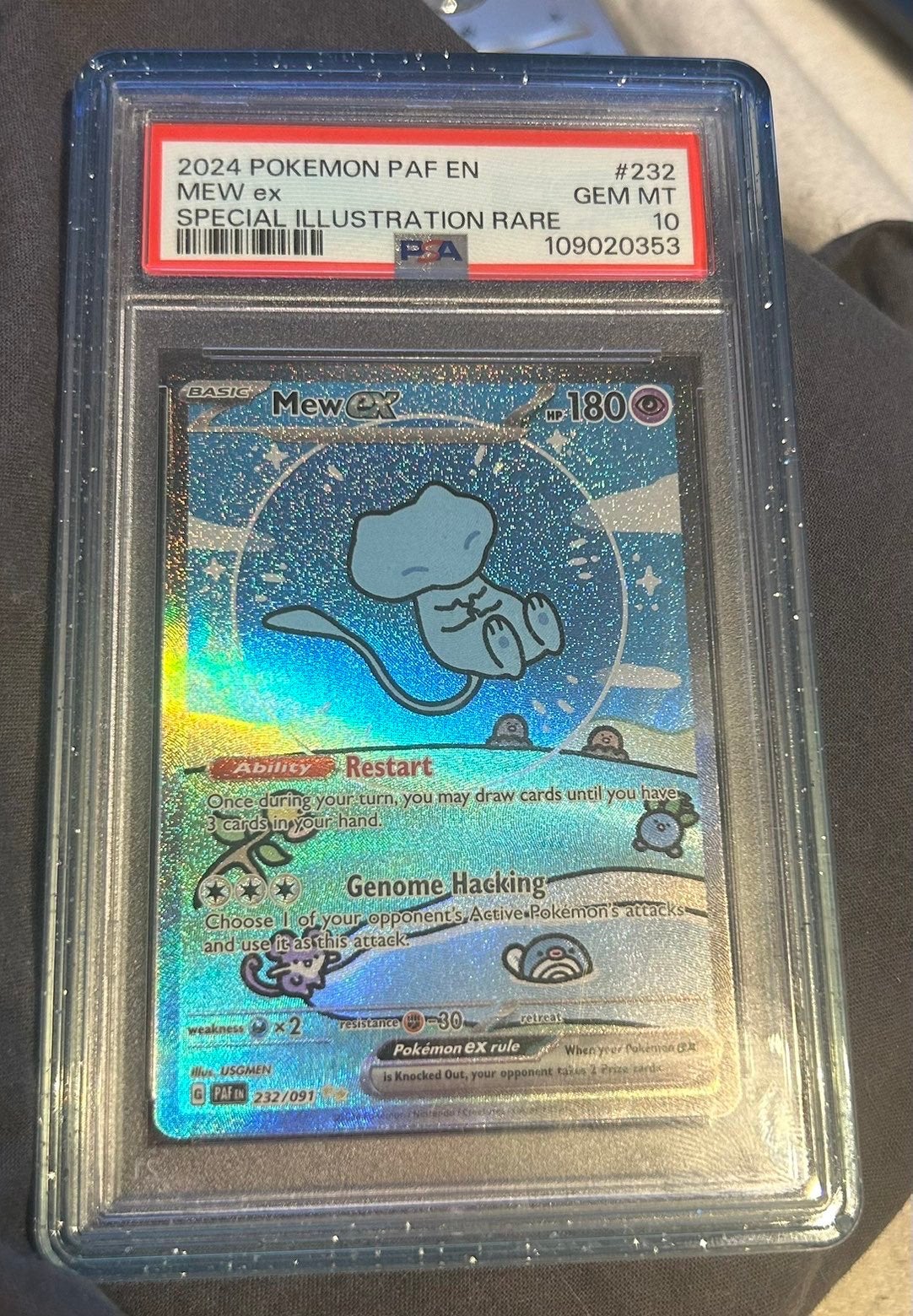 Mew Paldean Fates EX PSA 10, Ophalen of Verzenden, Zo goed als nieuw, Losse kaart, Foil