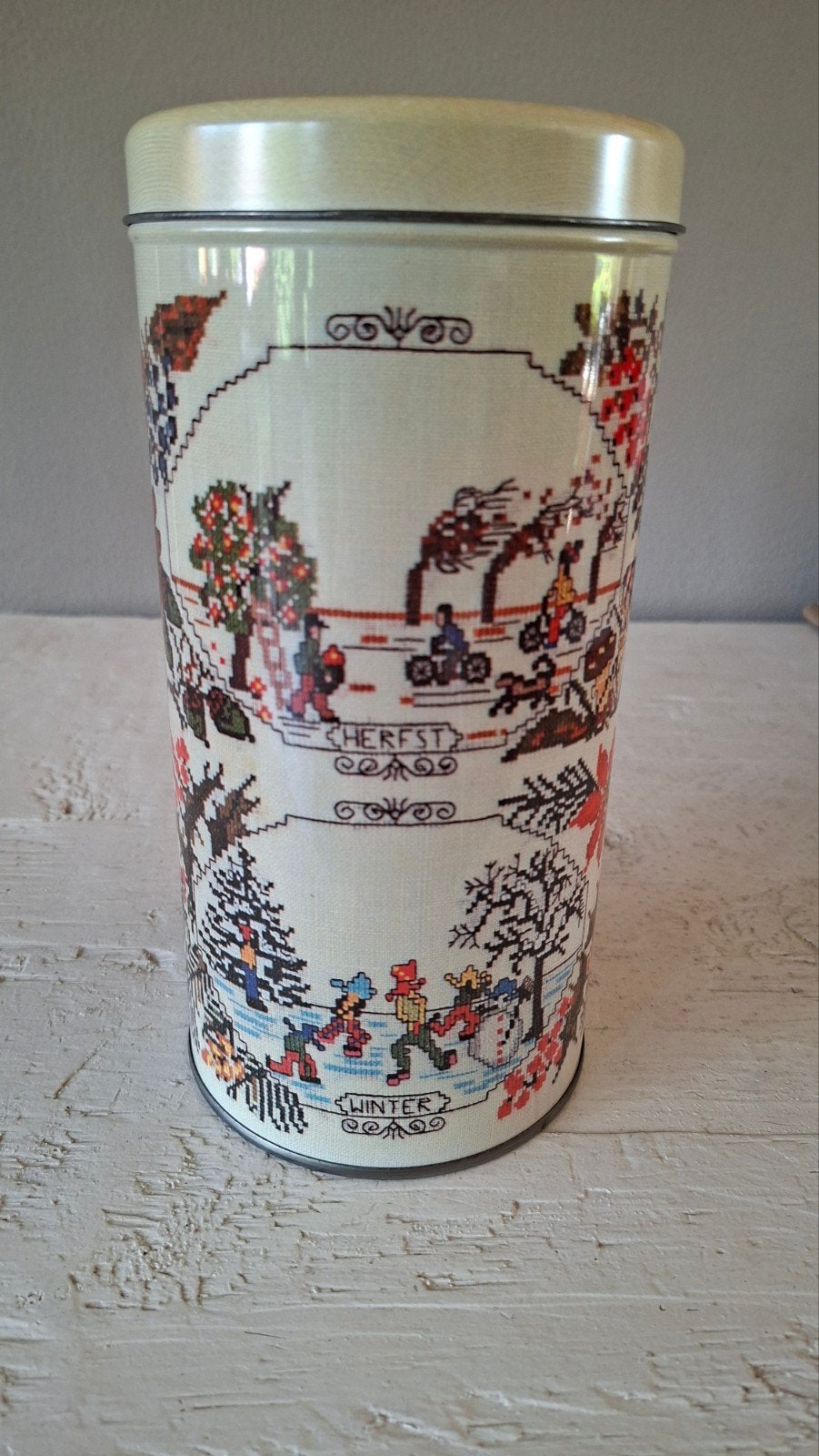 Vintage ARKS blik 'De vier jaargetijden' jaren '70, Ophalen of Verzenden, Gebruikt, Overige, Overige merken