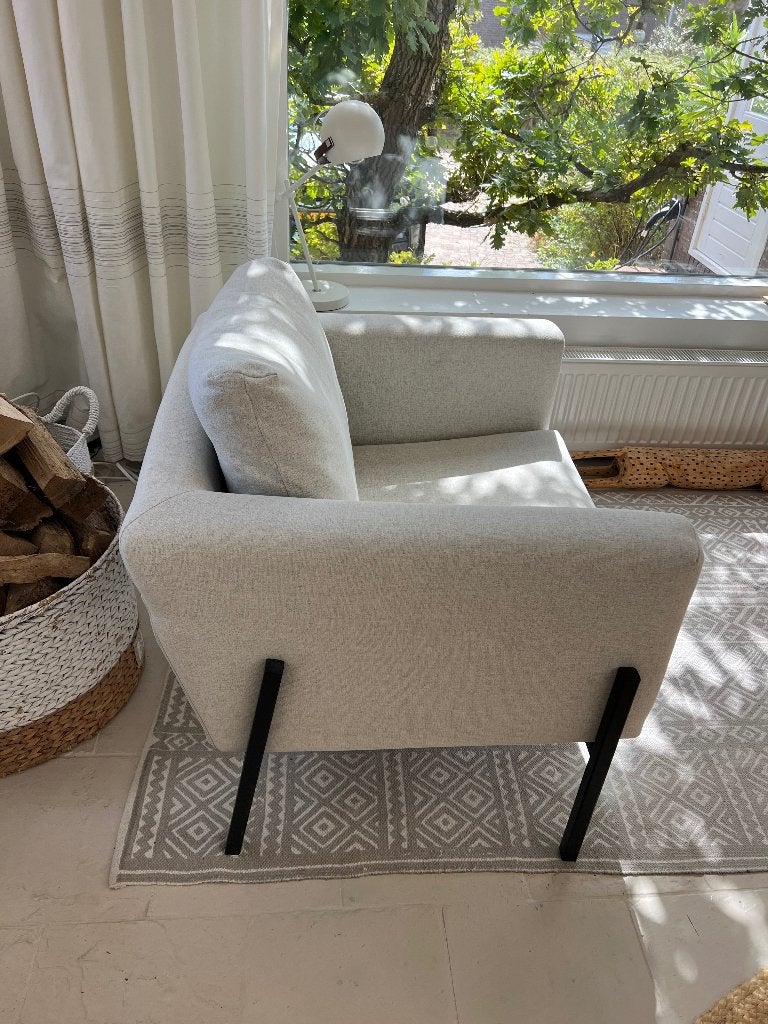 Prachtige Ikea Koarp fauteuil licht grijs zgan, Ophalen, Modern design, 75 tot 100 cm, Zo goed als nieuw