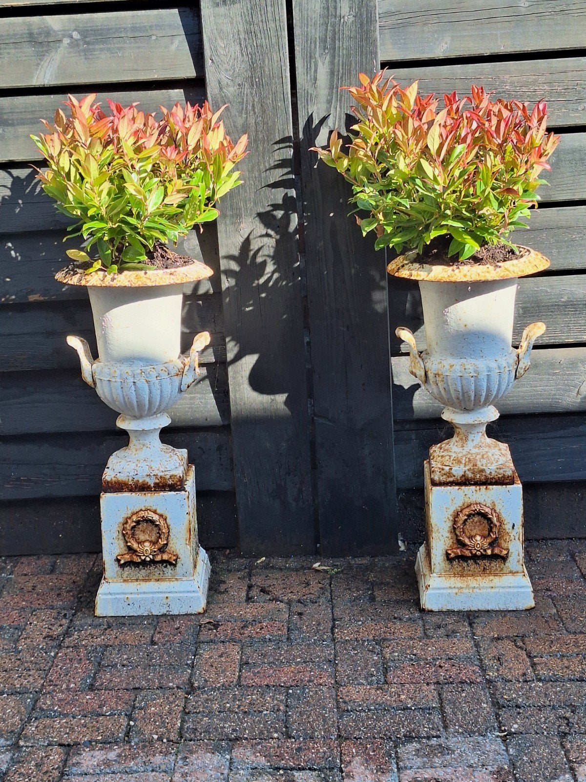 Set Sierlijke Oorvazen/Tuinvazen op Sokkel/Vazen, Tuin en Terras, Ophalen of Verzenden