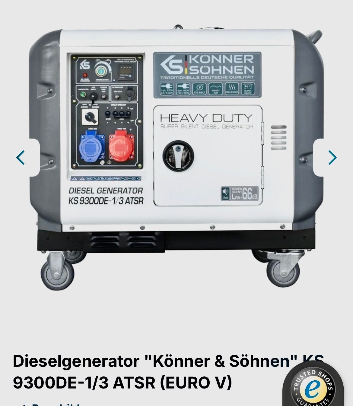 Könner & Söhnen KS 9300DE-1/3 ATSR Diesel Generator, Ophalen, Elektrisch startend, Dieselolie, Nieuw