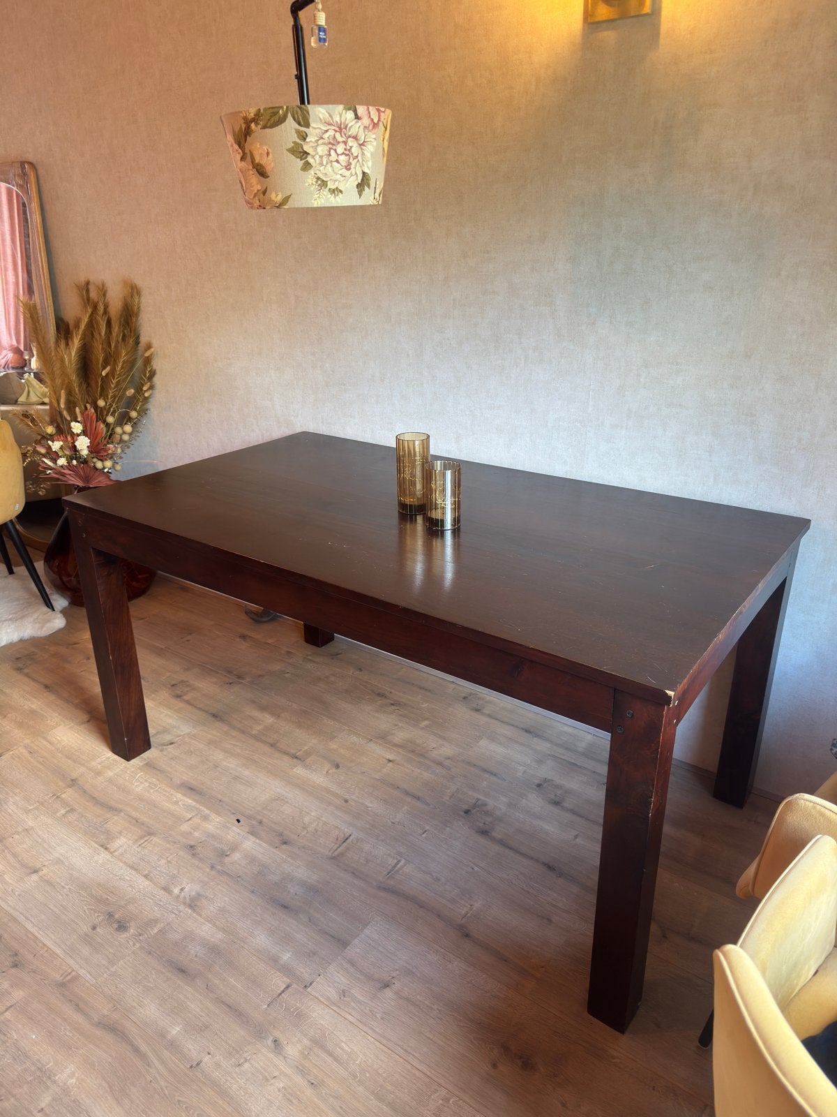 Prachtige eettafel meranti/kers, Ophalen, 50 tot 100 cm, Zo goed als nieuw, 150 tot 200 cm