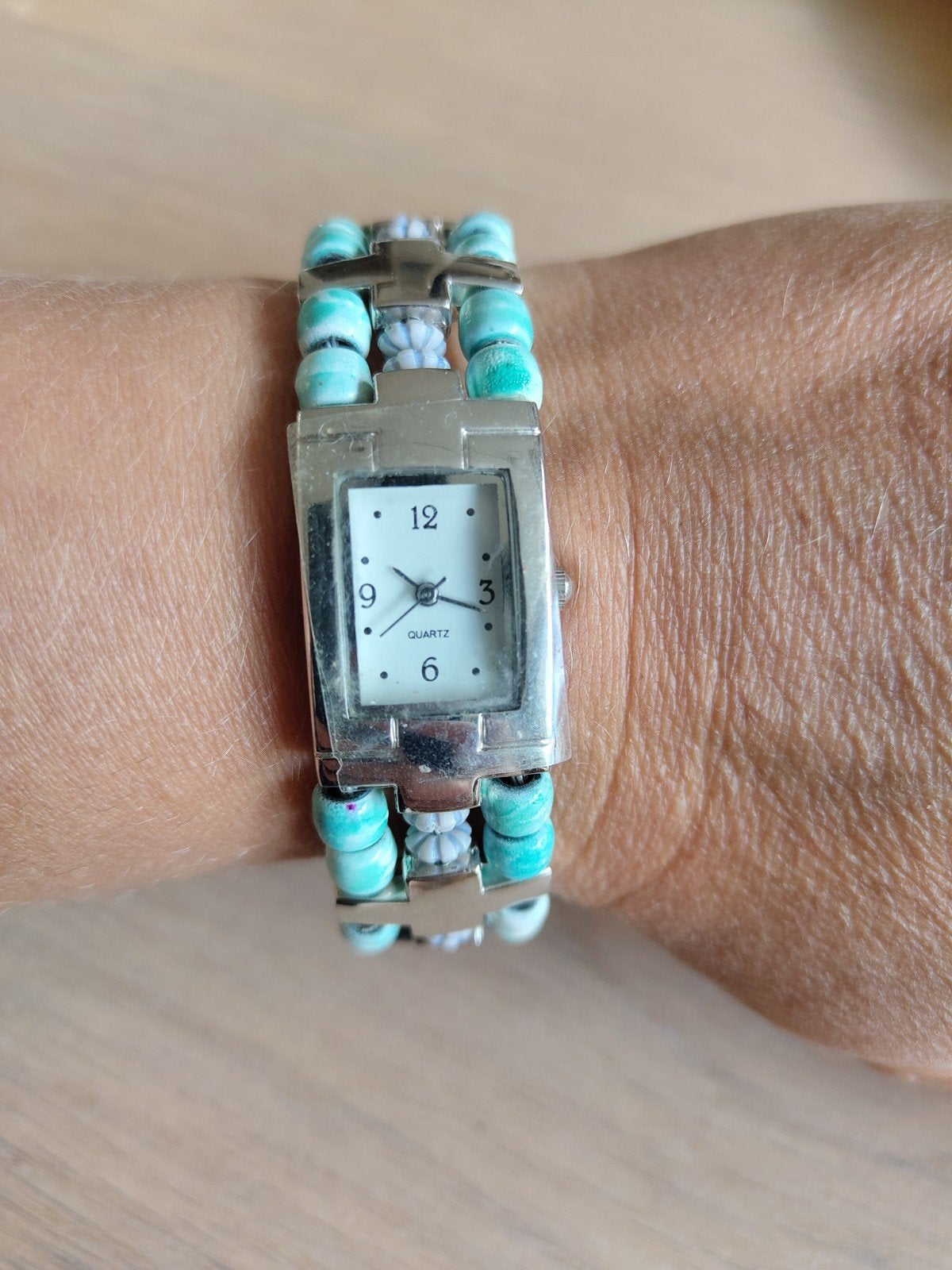 Dames horloge LK, turquoise, stainless steel back, IJzer of Staal, Nieuw, Ophalen of Verzenden, 17 tot 18