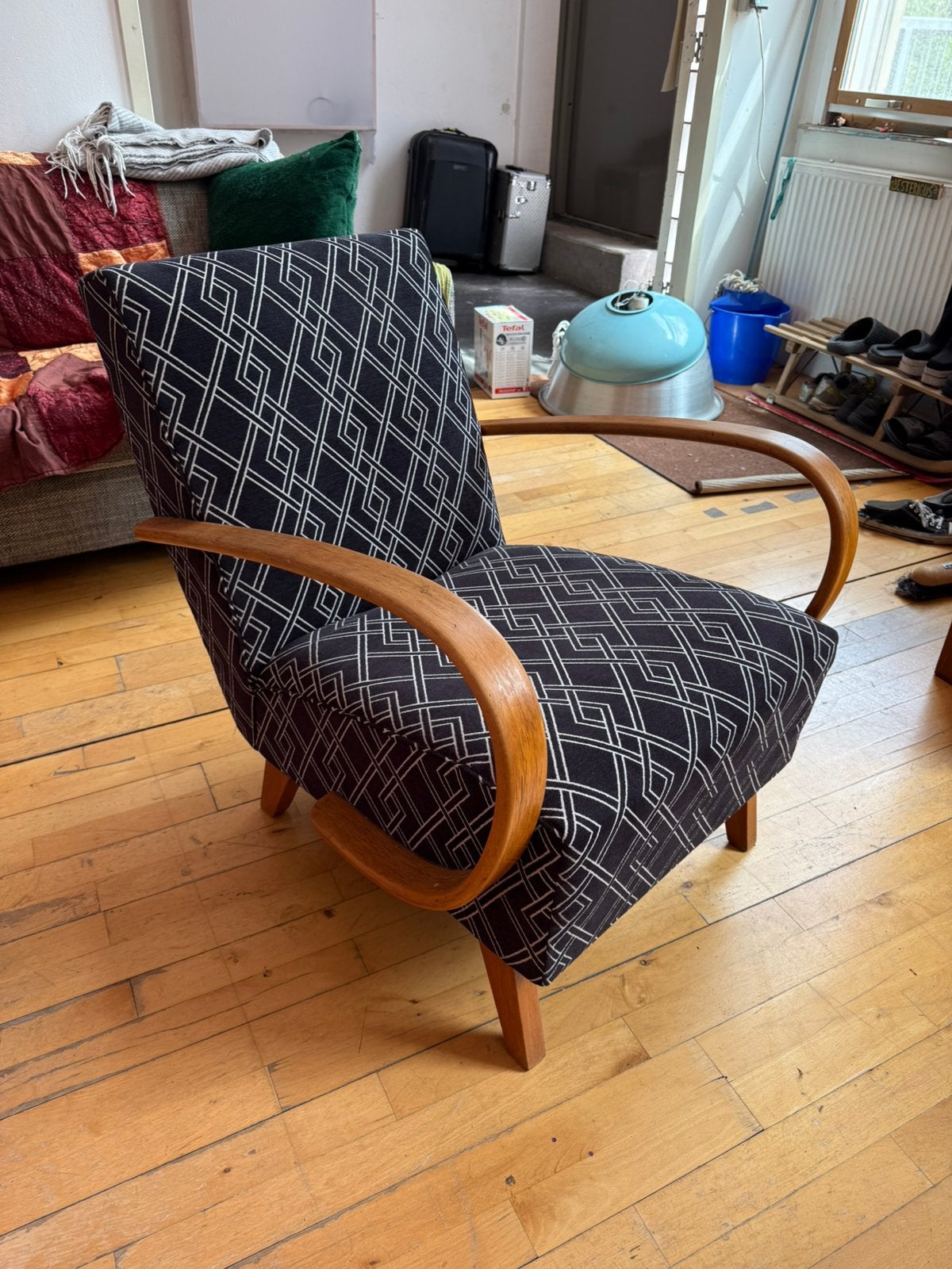 vintage midcentury chair, Ophalen, Zo goed als nieuw, 75 tot 100 cm, 50 tot 75 cm