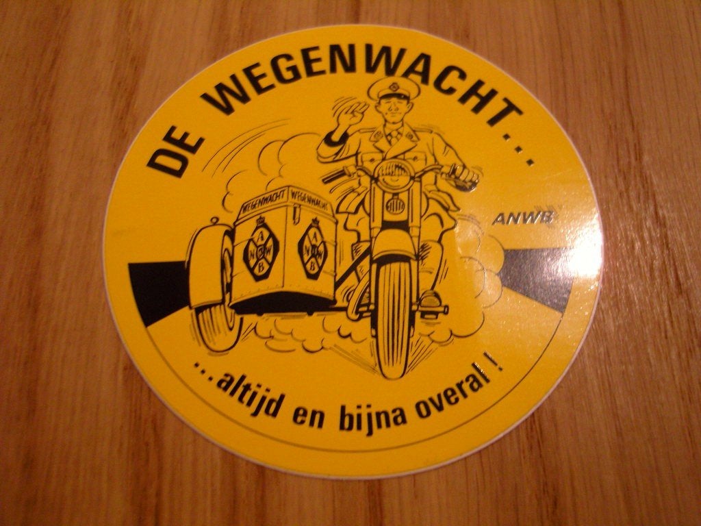 sticker motor zijspan ANWB de wegenwacht altijd bijna overal, Ophalen, Zo goed als nieuw