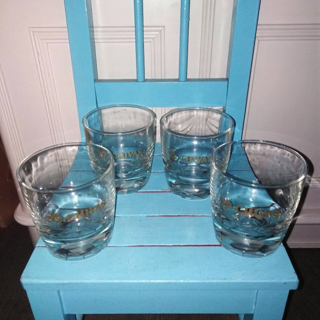 Chivas whiskey glazen met goud logo set van 4 stuks, Ophalen, Zo goed als nieuw, Overige typen