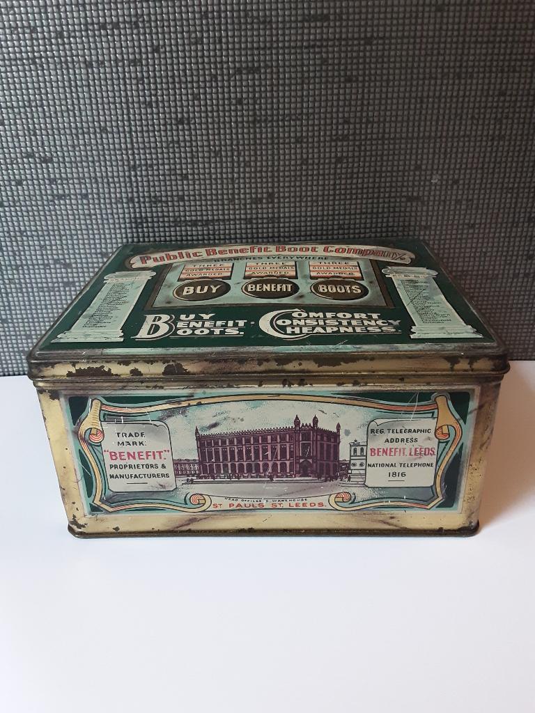 vintage blik van public benefit boot company, Verzamelen, Blikken, Ophalen of Verzenden, Gebruikt, Overige