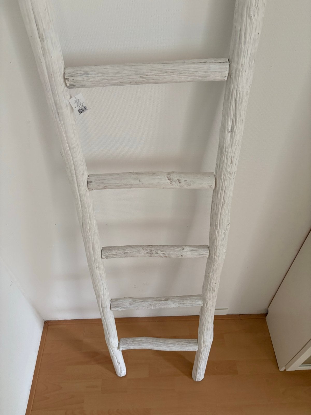 Decoratieve houten ladder - wit geverfd, Ophalen, Zo goed als nieuw, Ladder, Minder dan 2 meter